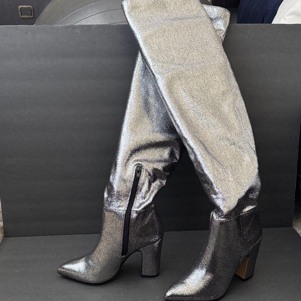 NEW- just in time for the holidays! Express Metallic Over the Knee Boots Sz 7